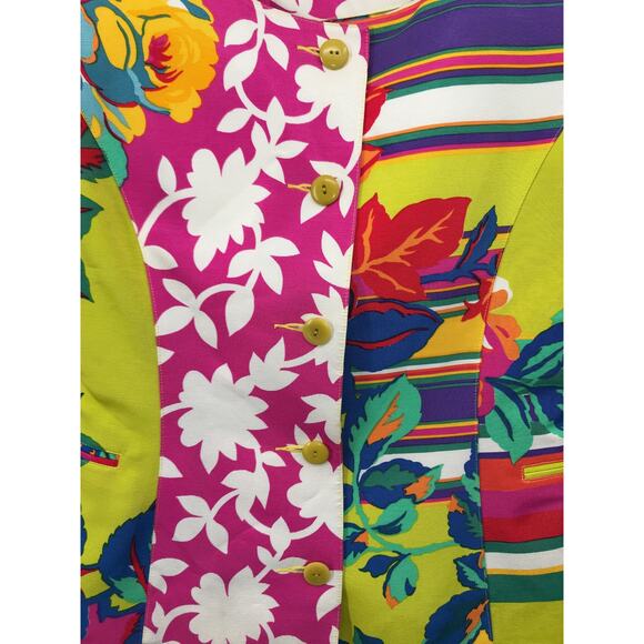 Adrienne Vittadini Vintage Bright Floral 2 Piece Skirt Suit Size 6 - Picture 4 of 11